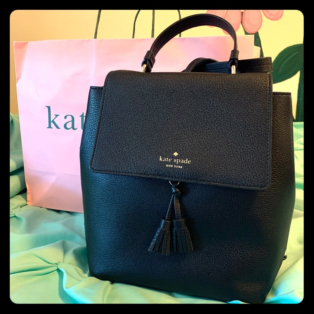 Brand New Kate Spade Hayes Medium Black Backpack